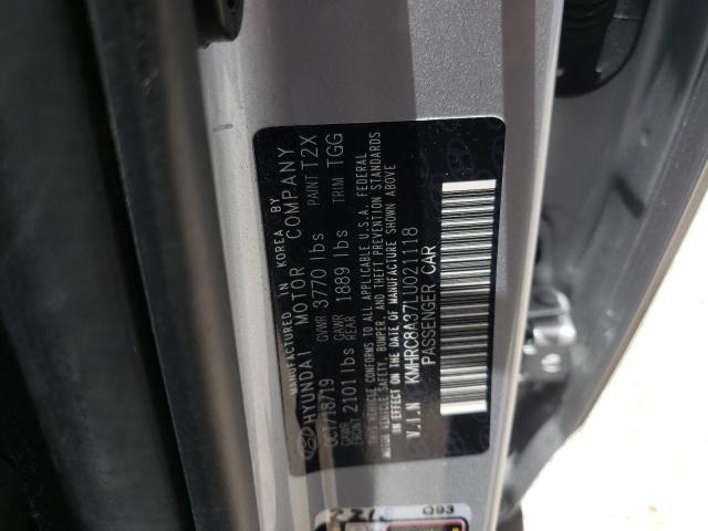 KMHRC8A37LU021118 - 2020 HYUNDAI VENUE SEL SILVER photo 10