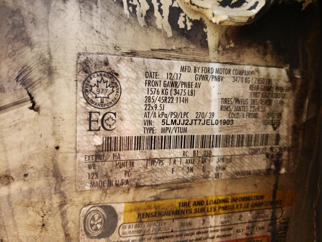 5LMJJ2JT7JEL01903 - 2018 LINCOLN NAVIGATOR 烧焦的 照片 10