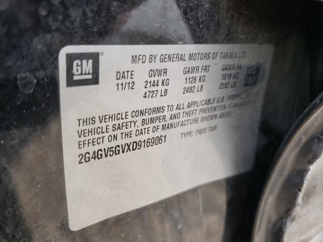 2G4GV5GVXD9169061 - 2013 BUICK REGAL GS Қара фото 10