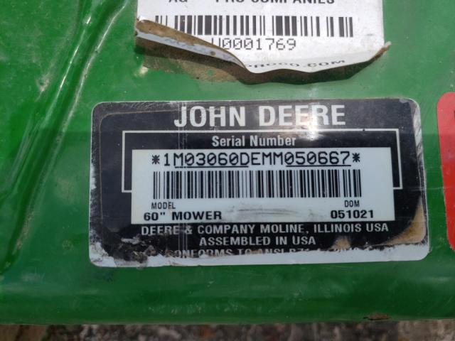 1M03060DEMM050667 - 2021 JOHN DEERE MOWER GREEN photo 10