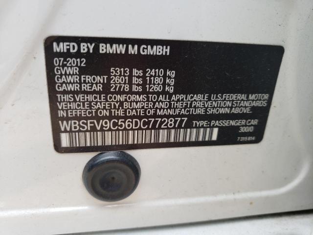 WBSFV9C56DC772877 - 2013 BMW M5 WHITE photo 10