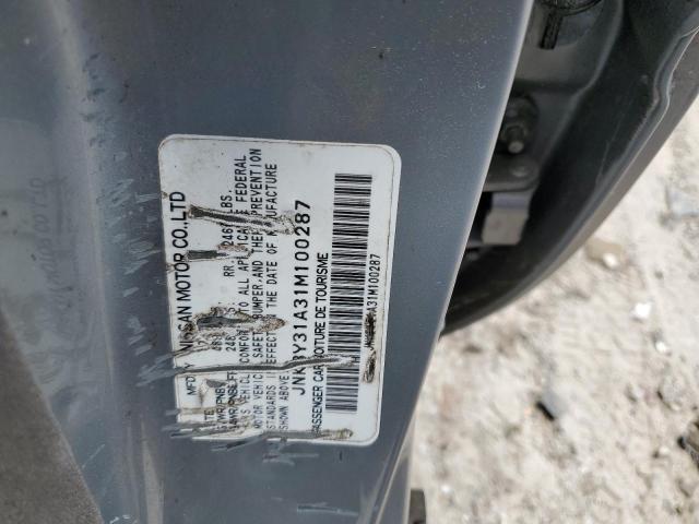 JNKBY31A31M100287 - 2001 INFINITI Q45 BASE GRAY photo 10