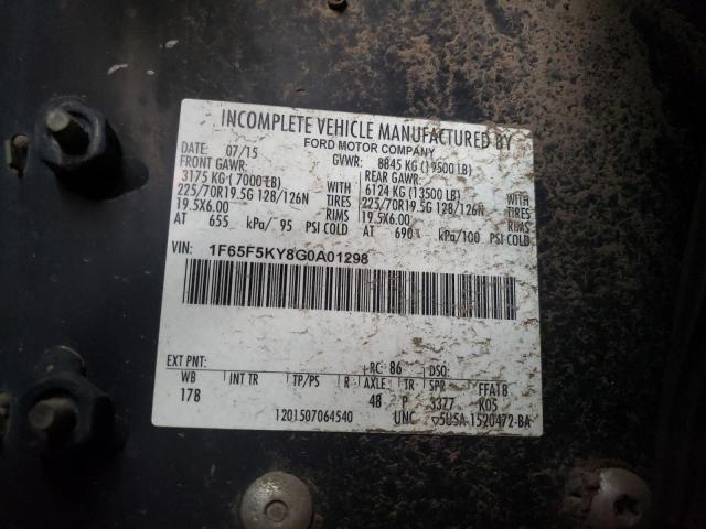 1F65F5KY8G0A01298 - 2016 FORD F59 WHITE photo 10