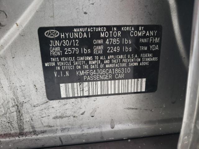 KMHFG4JG6CA186310 - 2012 HYUNDAI AZERA GLS GRAY photo 10