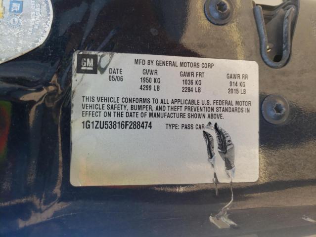 1G1ZU53816F288474 - 2006 CHEVROLET MALIBU LTZ შავი ფოტო 10