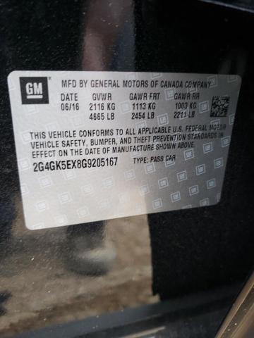 2G4GK5EX8G9205167 - 2016 BUICK REGAL BLACK photo 10