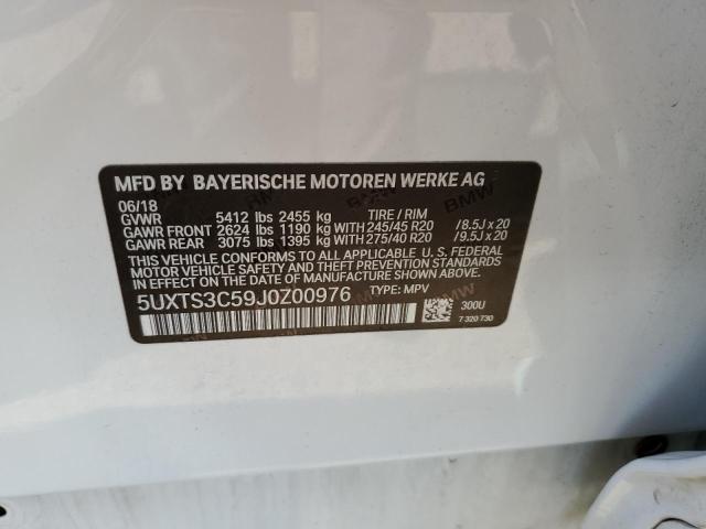 5UXTS3C59J0Z00976 - 2018 BMW X3 XDRIVEM WHITE photo 10