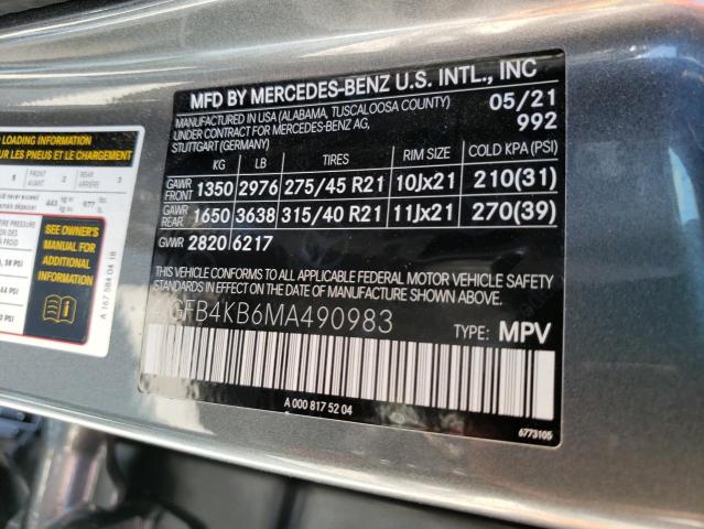 4JGFB4KB6MA490983 - 2021 MERCEDES-BENZ GLE 350 4M GRAY photo 10