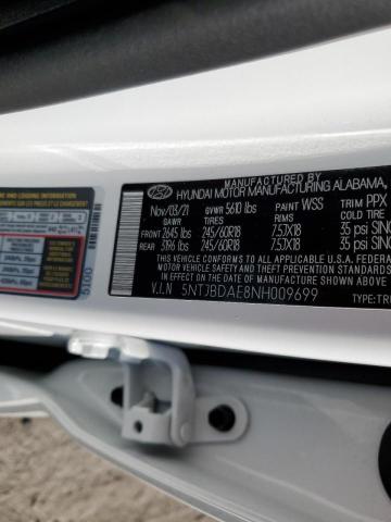 5NTJBDAE8NH009699 - 2022 HYUNDAI SANTA CRUZ WHITE photo 10