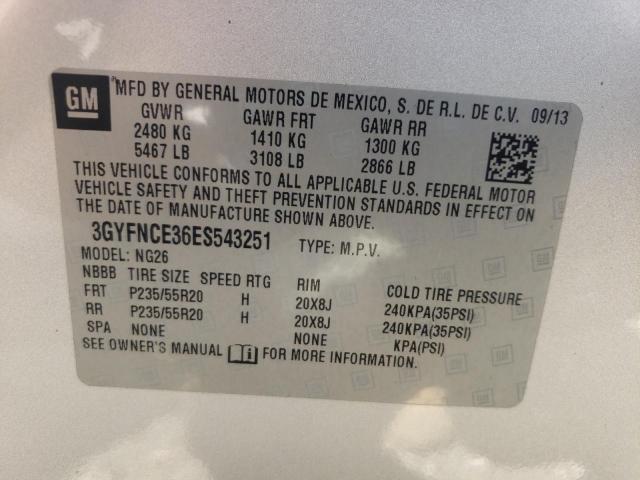 3GYFNCE36ES543251 - 2014 CADILLAC SRX PERFOR 银色 照片 10