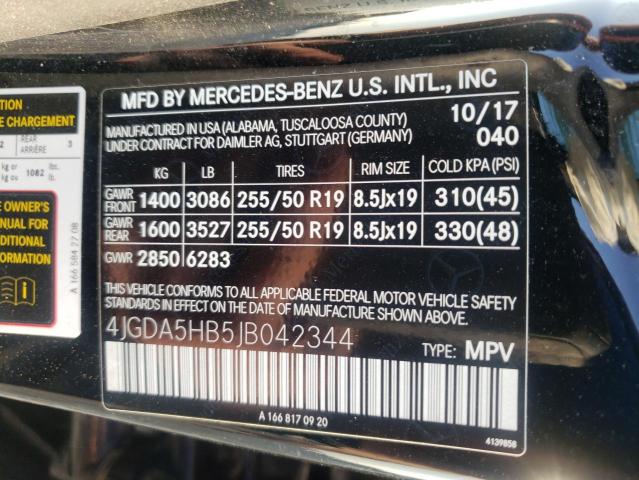 4JGDA5HB5JB042344 - 2018 MERCEDES-BENZ GLE 350 4M BLACK photo 10