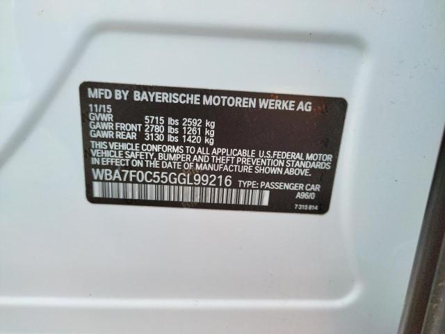 WBA7F0C55GGL99216 - 2016 BMW 750 I WHITE photo 10