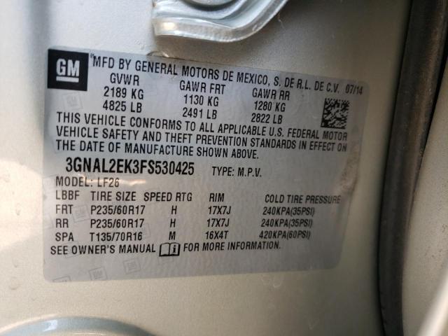 3GNAL2EK3FS530425 - 2015 CHEVROLET CAPTIVA LS 棕色 照片 10