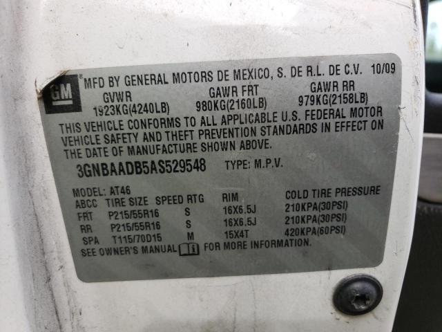 3GNBAADB5AS529548 - 2010 CHEVROLET HHR LS WHITE photo 10