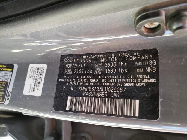 KMHRB8A35LU029057 - 2020 HYUNDAI VENUE SE GRAY photo 10