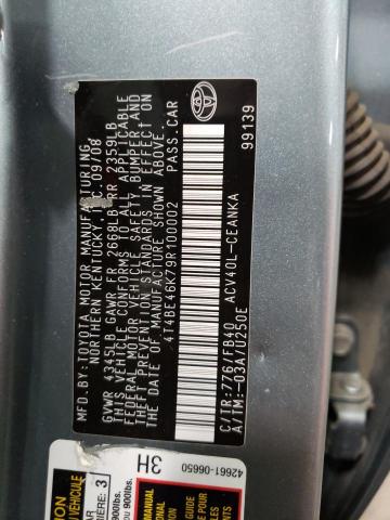 4T4BE46K79R100002 - 2009 TOYOTA CAMRY BASE  photo 10