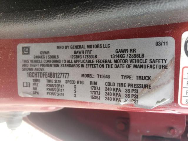 1GCHTDFE4B8127777 - 2011 CHEVROLET COLORADO L RED photo 10