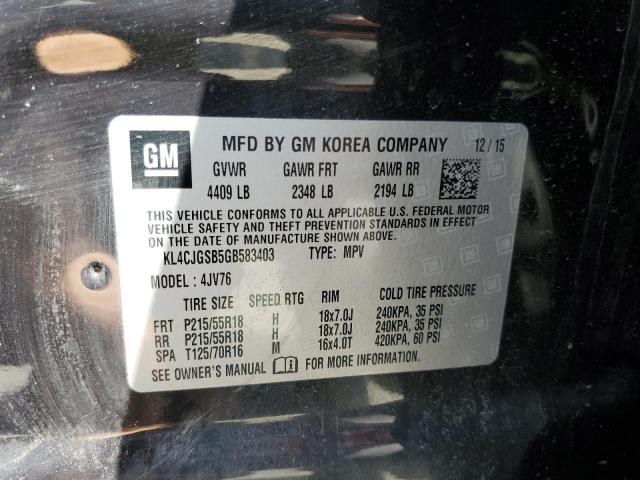 KL4CJGSB5GB583403 - 2016 BUICK ENCORE  photo 10