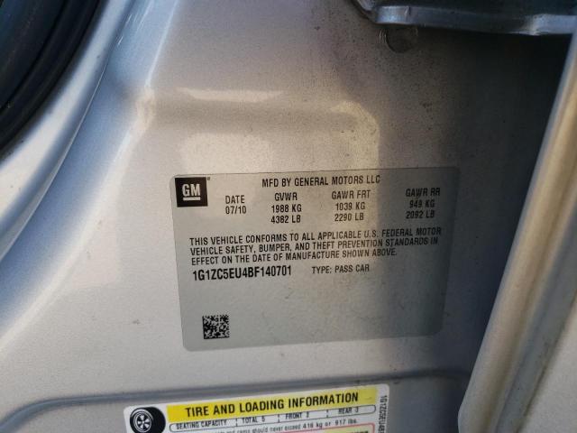1G1ZC5EU4BF140701 - 2011 CHEVROLET MALIBU 1LT SILVER photo 10