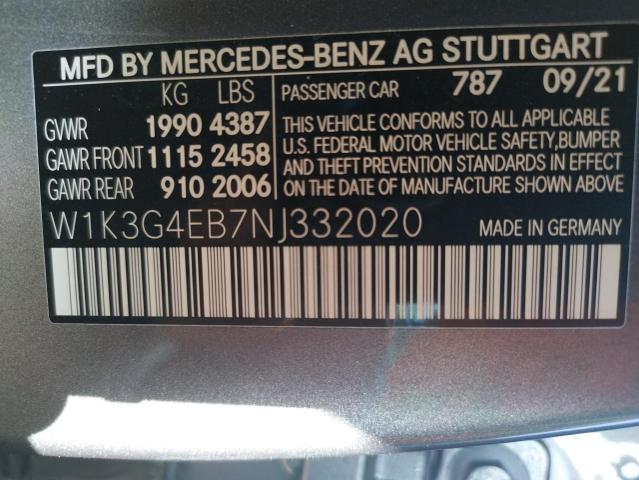 W1K3G4EB7NJ332020 - 2022 MERCEDES-BENZ A 220 GRAY photo 10