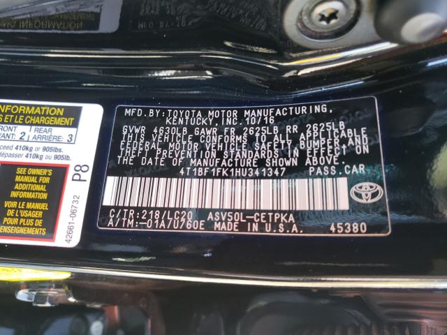 4T1BF1FK1HU341347 - 2017 TOYOTA CAMRY LE  photo 10