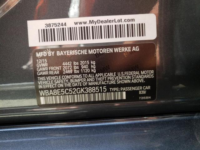 WBA8E5C52GK388515 - 2016 BMW 328 D GRAY photo 10