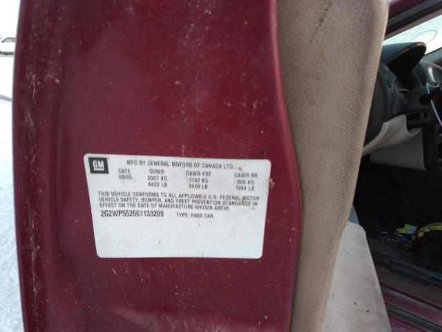 2G2WP552661133280 - 2006 PONTIAC GRAND PRIX RED photo 10