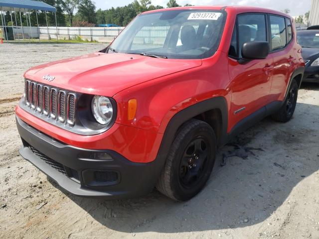 ZACCJAAB5HPE52869 - 2017 JEEP RENEGADE S RED photo 2