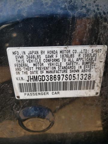 JHMGD38697S051328 - 2007 HONDA FIT S 黑色 照片 10