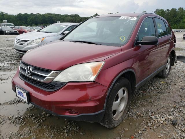 5J6RE4H39BL068324 - 2011 HONDA CR-V LX RED photo 2