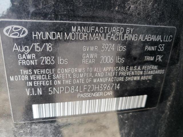 5NPD84LF2JH396714 - 2018 HYUNDAI ELANTRA SEL  photo 10