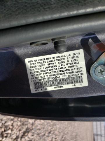 19XFB2F99FE264047 - 2015 HONDA CIVIC EXL 灰色 照片 10