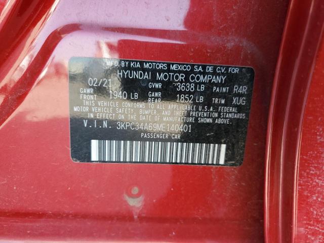 3KPC34A69ME140401 - 2021 HYUNDAI ACCENT LIM RED photo 10