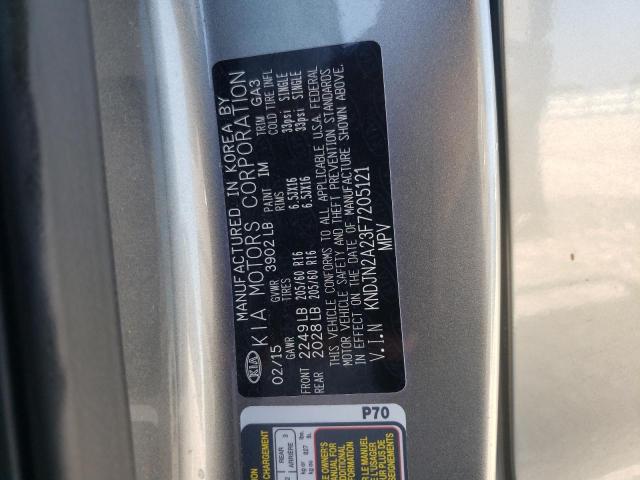 KNDJN2A23F7205121 - 2015 KIA SOUL GRAY photo 10