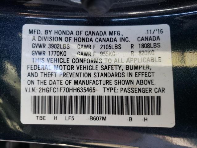 2HGFC1F70HH635465 - 2017 HONDA CIVIC EXL Grafit foto 10