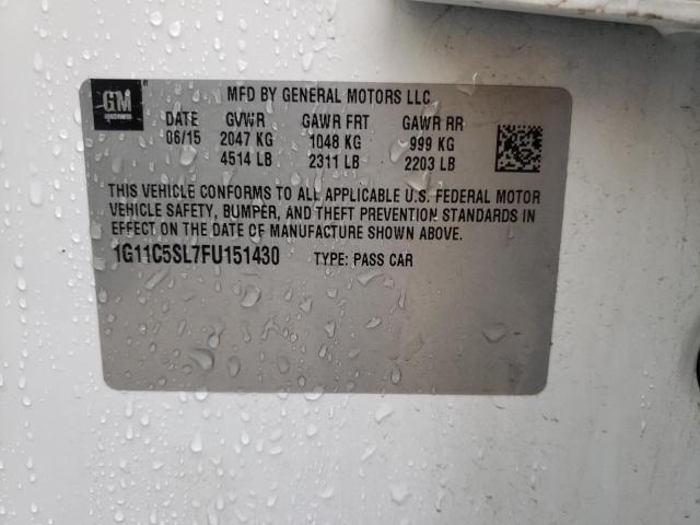 1G11C5SL7FU151430 - 2015 CHEVROLET MALIBU 1LT თეთრი ფოტო 10