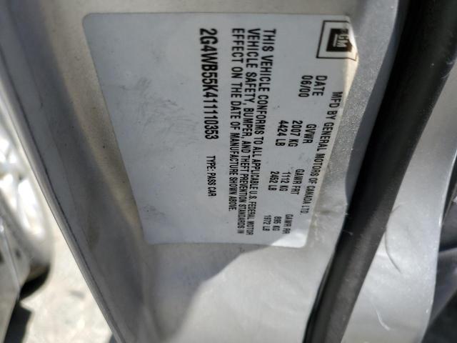 2G4WB55K411110353 - 2001 BUICK REGAL LS 银色 照片 10