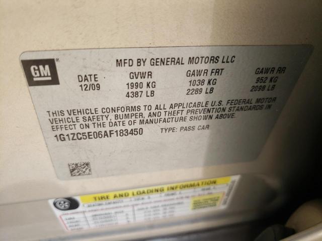 1G1ZC5E06AF183450 - 2010 CHEVROLET MALIBU 1LT ოქროსფერი ფოტო 10