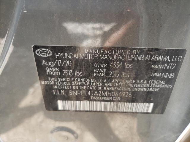 5NPEL4JA2MH066926 - 2021 HYUNDAI SONATA SEL GRAY photo 10