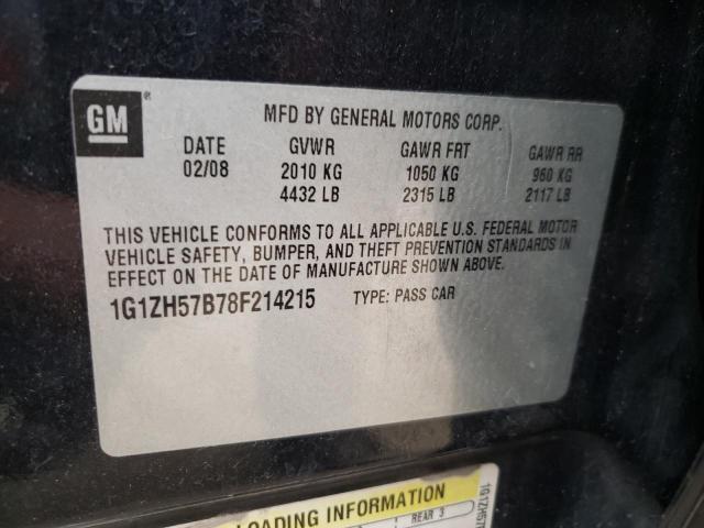 1G1ZH57B78F214215 - 2008 CHEVROLET MALIBU 1LT შავი ფოტო 10