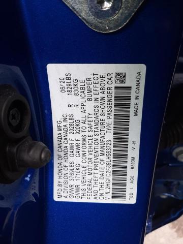 2HGFC2F89LH563723 - 2020 HONDA CIVIC SPOR BLUE photo 10