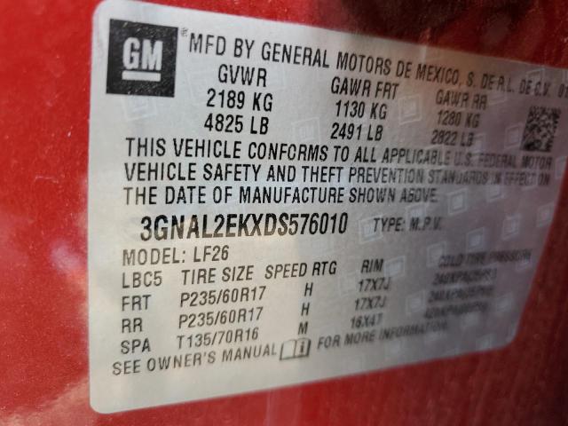 3GNAL2EKXDS576010 - 2013 CHEVROLET CAPTIVA LS 红色 照片 10