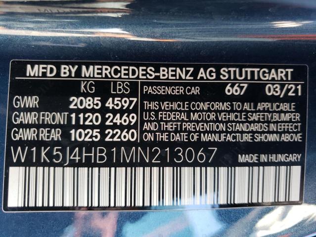 W1K5J4HB1MN213067 - 2021 MERCEDES-BENZ CLA 250 4M BLACK photo 10