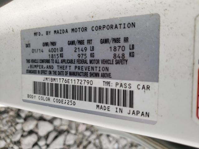 JM1BM1T76E1172790 - 2014 MAZDA 3 SV WHITE photo 10