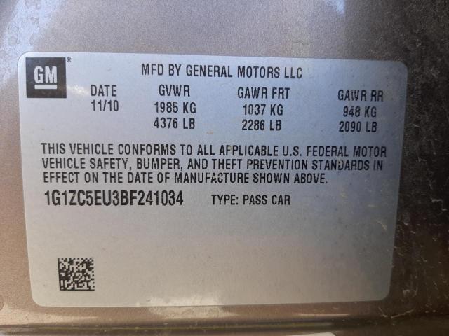 1G1ZC5EU3BF241034 - 2011 CHEVROLET MALIBU 1LT ყავისფერი ფოტო 10