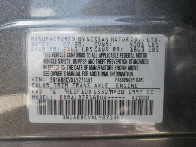 3N1AB8CVXLY271441 - 2020 NISSAN SENTRA SV GRAY photo 10