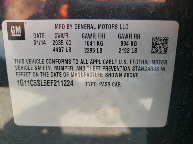 1G11C5SL5EF211224 - 2014 CHEVROLET MALIBU 1LT გრაფიტი ფოტო 10