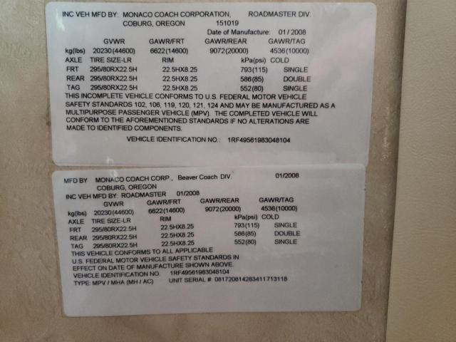 1RF49561983048104 - 2008 ROADMASTER RAIL MTRHM 棕色 照片 10