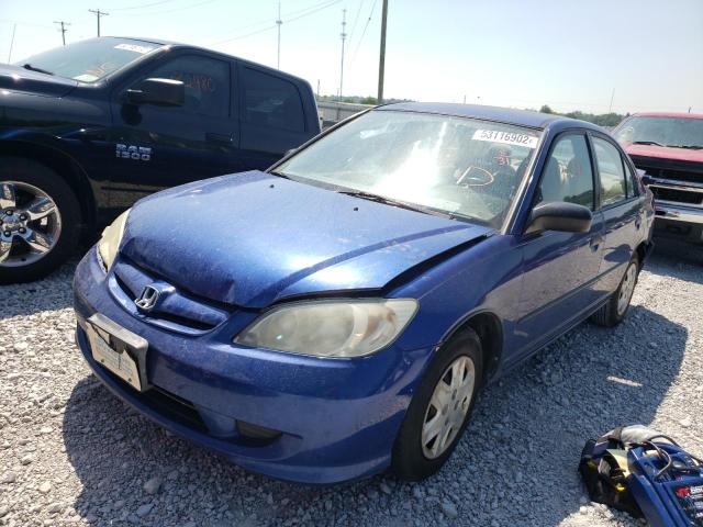 1HGES16364L017124 - 2004 HONDA CIVIC DX V BLUE photo 2