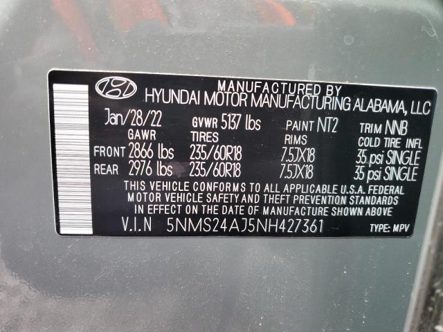 5NMS24AJ5NH427361 - 2022 HYUNDAI SANTA FE SEL  լուսանկար 10